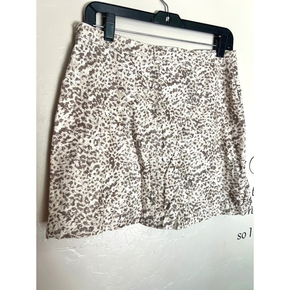 Free People Fake Out Leopard Animal Print Faux Leather Front Mini Skirt 10 Tan - Picture 3 of 12